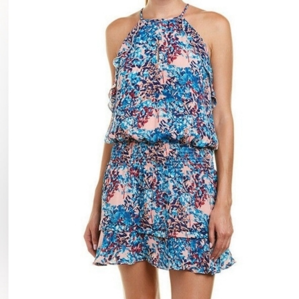PARKER a blue and pink floral English garden mini dress size large
